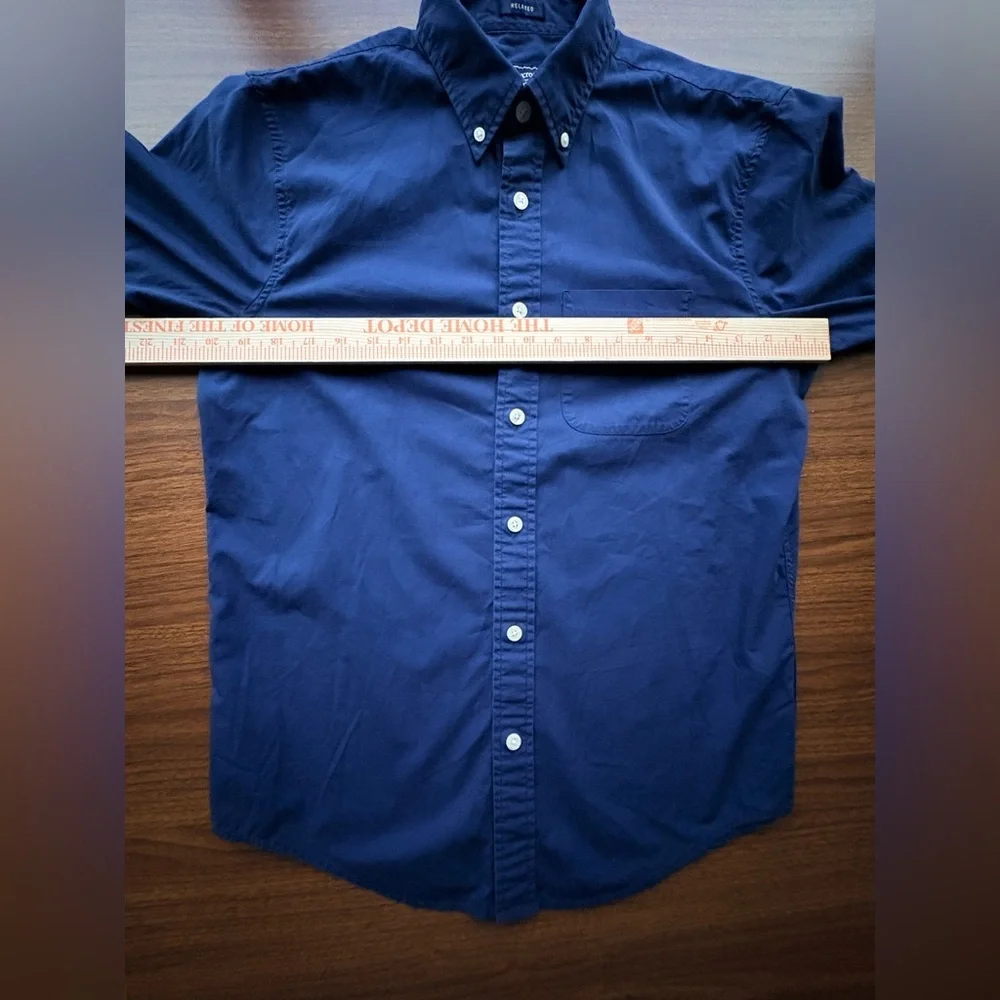 Vintage Y2K Abercrombie & Fitch Navy Oxford Shirt Relaxed Fit Stretch | Men’s S